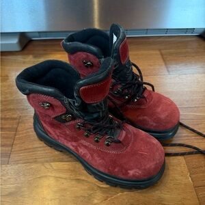 Bass Burgundy and Black Women's Combat Boots